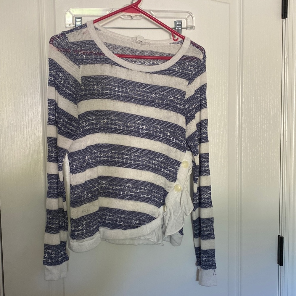 Light blue and white striped very lightweight sweater